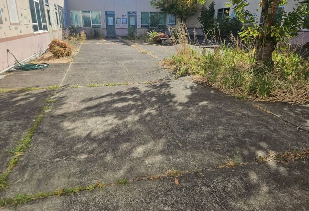 The courtyard at John Wetten Elementary all cleaned up, and Ryan painted all the…